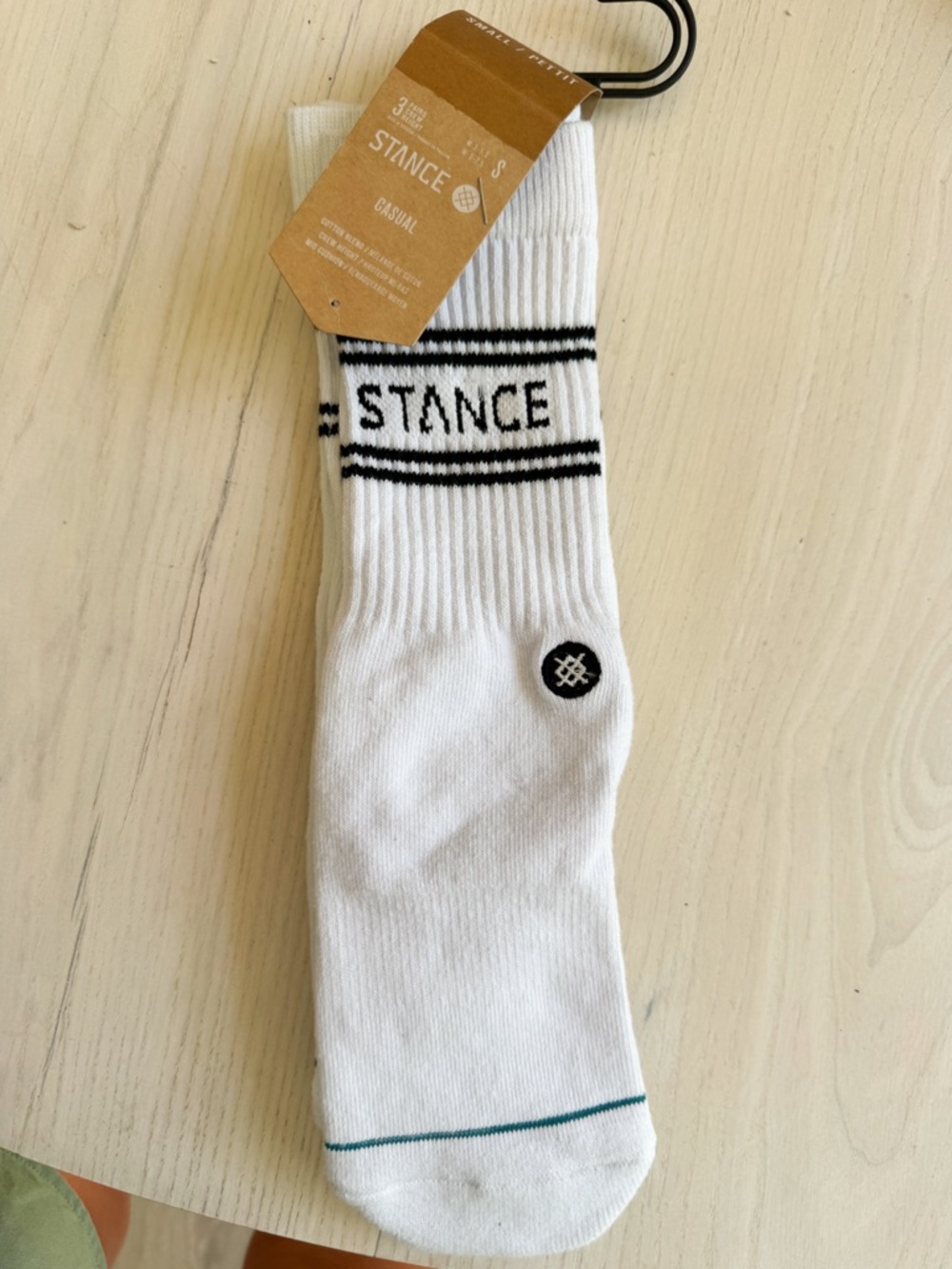 NWT Stance White Crew Socks with Black Stripes
